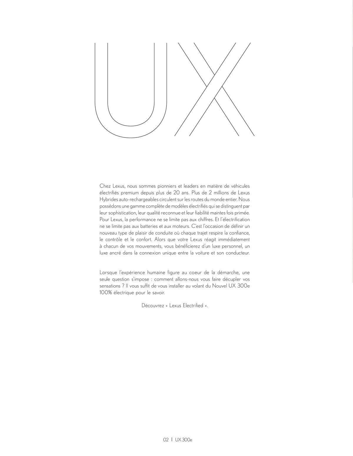 Catalogue Lexus NOUVEL UX 300e 100 % ÉLECTRIQUE, page 00002