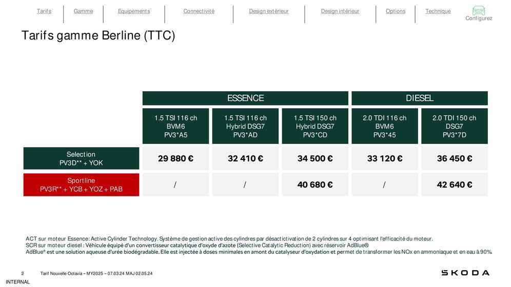 Catalogue Škoda à Amiens | Octavia Berline Selection 1.5 TSI 116ch Hybrid DSG | 27/06/2024 - 31/01/2025