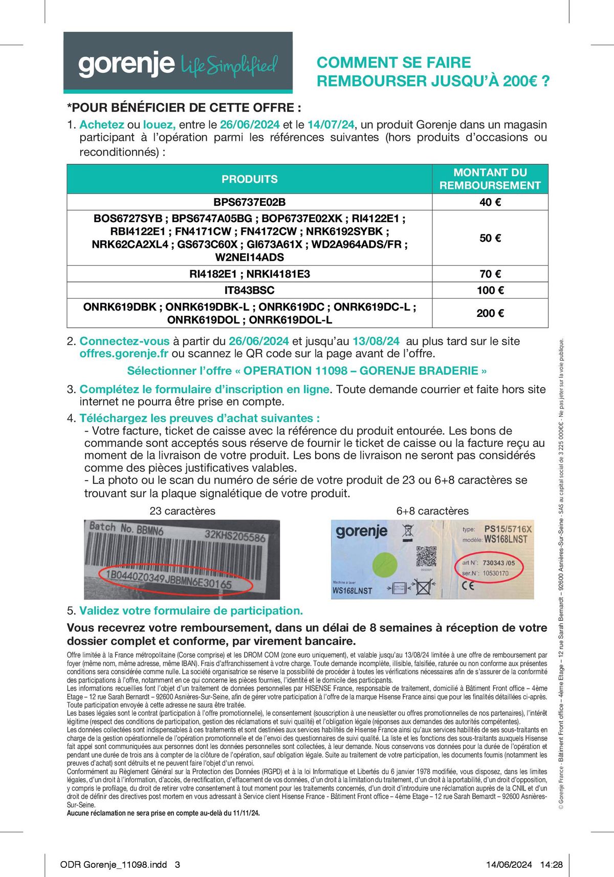 Catalogue  OFFRE GORENJE : JUSQU'À 200€ REMBOURSÉS !, page 00002