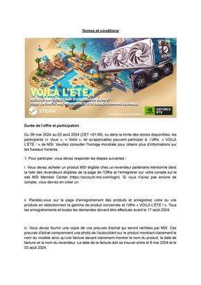 Catalogue LDLC | UNE CARTE STEAM DE 40€ OFFERT AVEC MSI | 27/06/2024 - 03/08/2024
