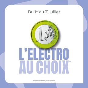 Promos de Meubles et Décoration à Castres (Tarn) | En juillet, c'est une réalité chez SoCoo'c : l'électro au choix est à 1 €. sur SoCoo'c | 04/07/2024 - 31/07/2024