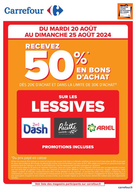 RECEVEZ 50% EN BONS D'ACHAT