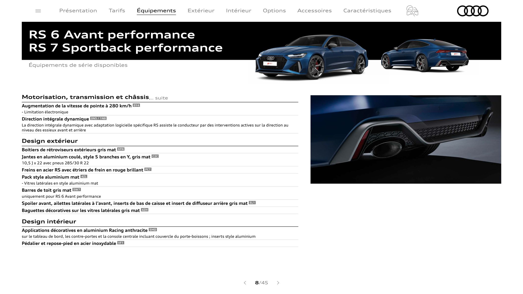 Catalogue RS 6 performance / RS 7 performance, page 00008