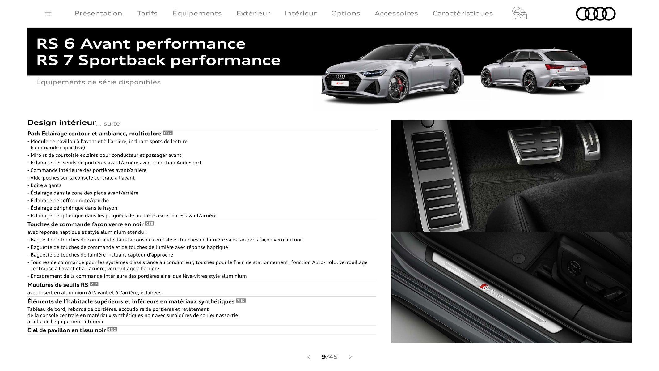 Catalogue RS 6 performance / RS 7 performance, page 00009