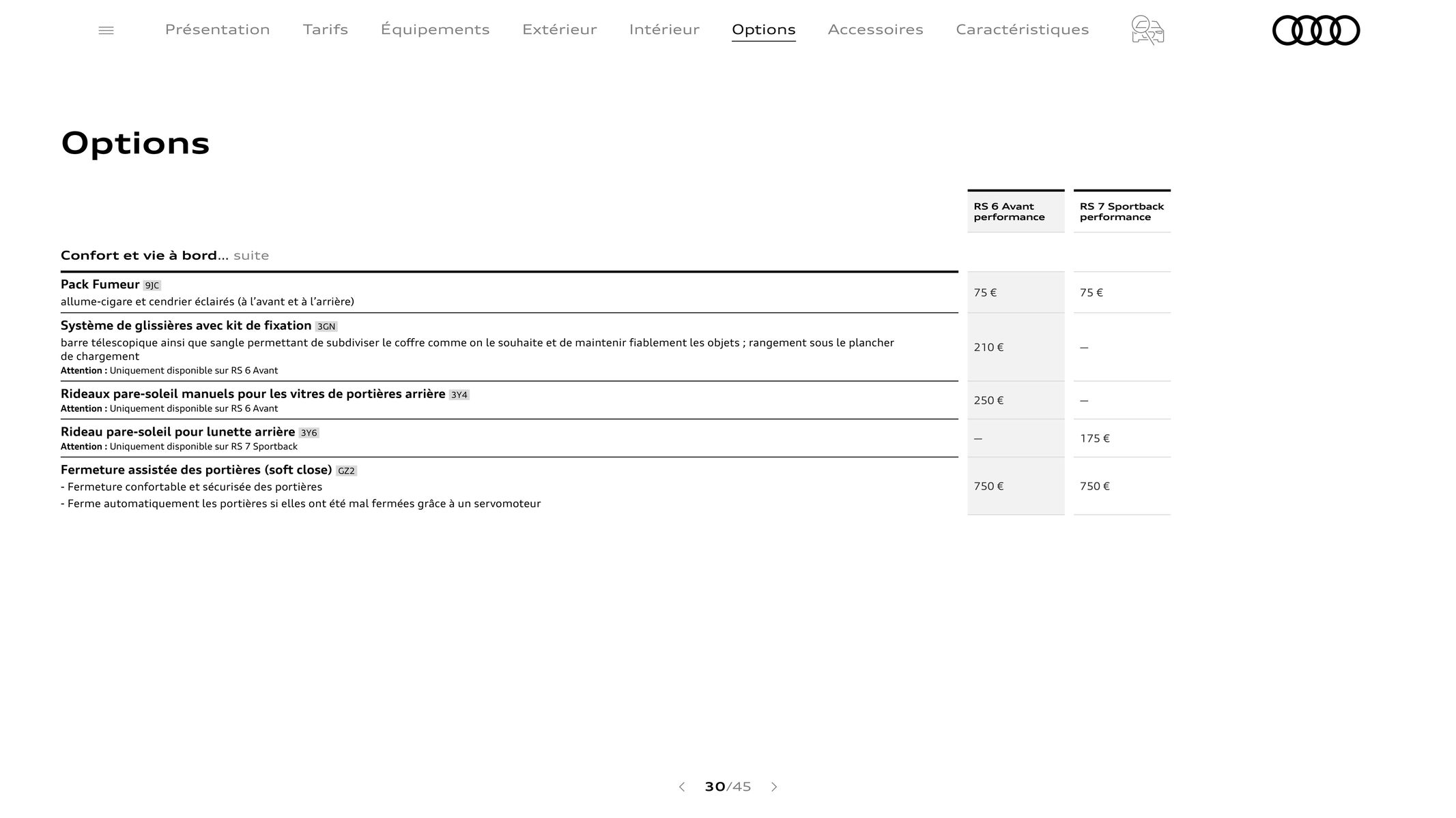 Catalogue RS 6 performance / RS 7 performance, page 00030