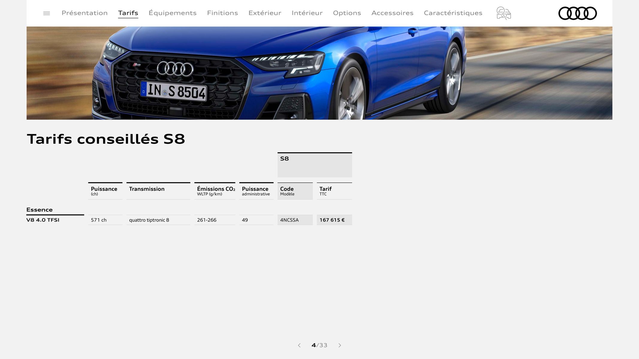 Catalogue Audi S8, page 00004