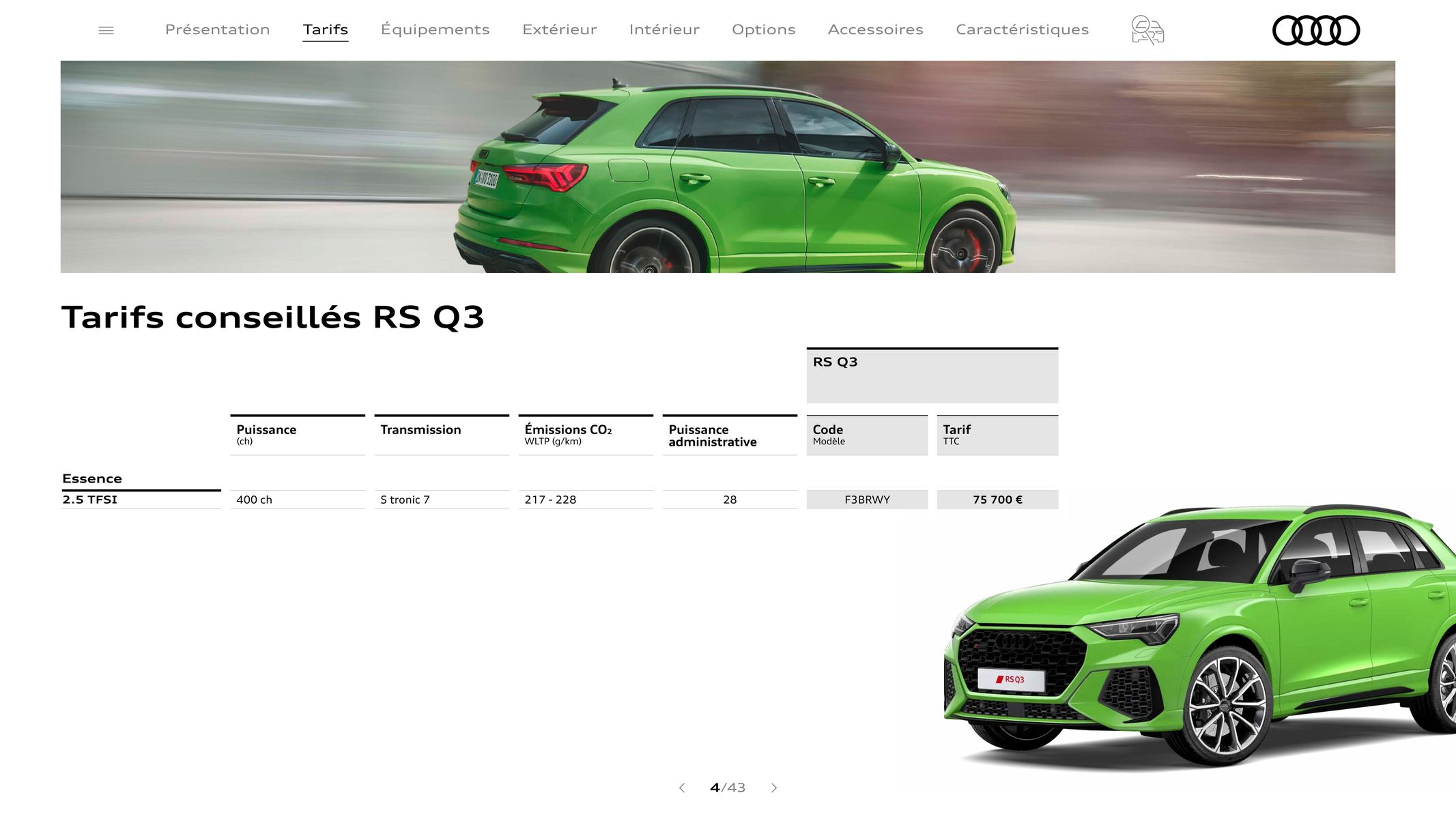 Catalogue Audi RS Q3, page 00004