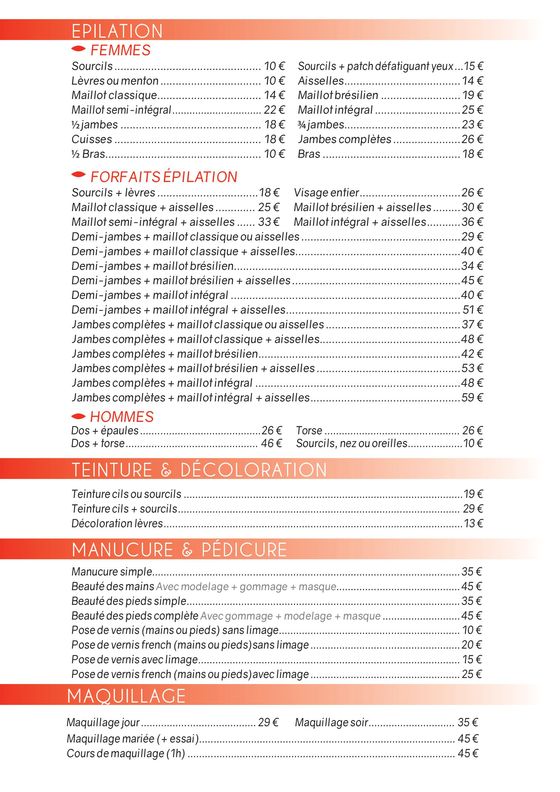 Catalogue Beauty Success à Châteaugiron | Carte de soins | 20/08/2024 - 31/12/2024