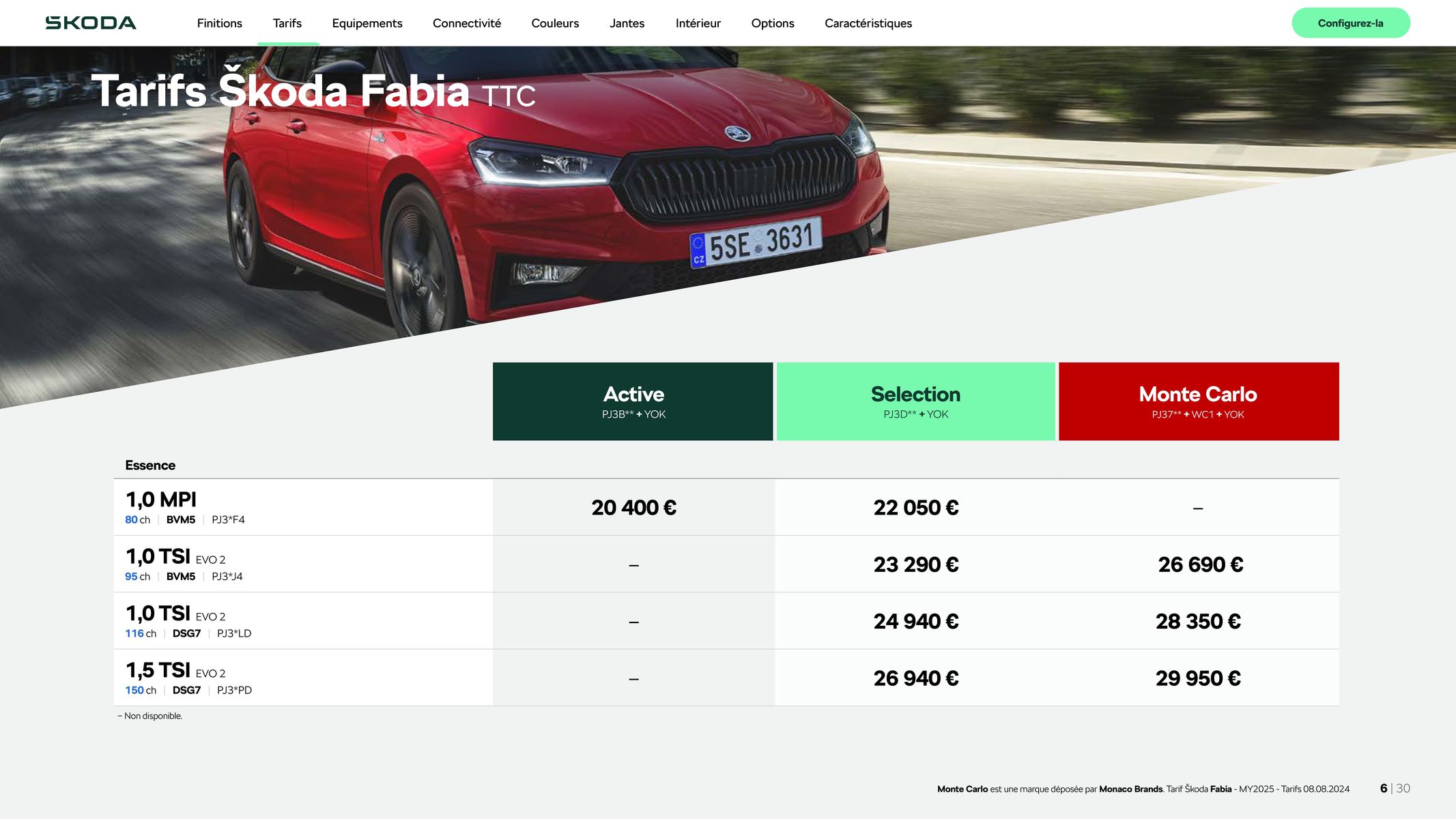 Catalogue Fabia Selection 1.0 TSI 95ch BVM, page 00006