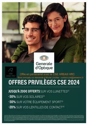 Promos de Santé et Opticiens à Rennes | Offres priviléges Cse 2024 sur Générale Optique | 22/08/2024 - 31/12/2024