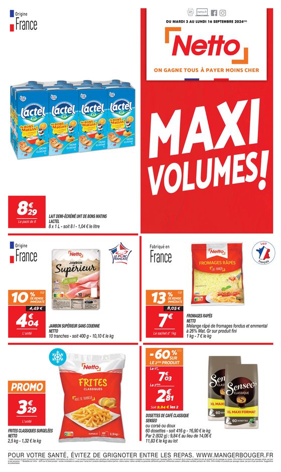 Catalogue Netto à Saint-Pierre-de-Chandieu | MAXI VOLUMES | 03/09/2024 - 16/09/2024