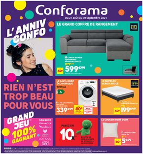 Catalogue Conforama à Distré | L'Anniv conforama | 27/08/2024 - 30/09/2024