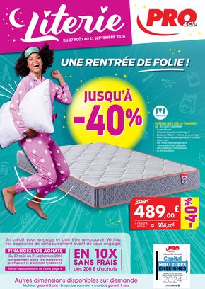 Promos de Meubles et Décoration à Saint-Hilaire-de-Riez | Literie, une rentrée de folie sur PRO&Cie | 29/08/2024 - 21/09/2024