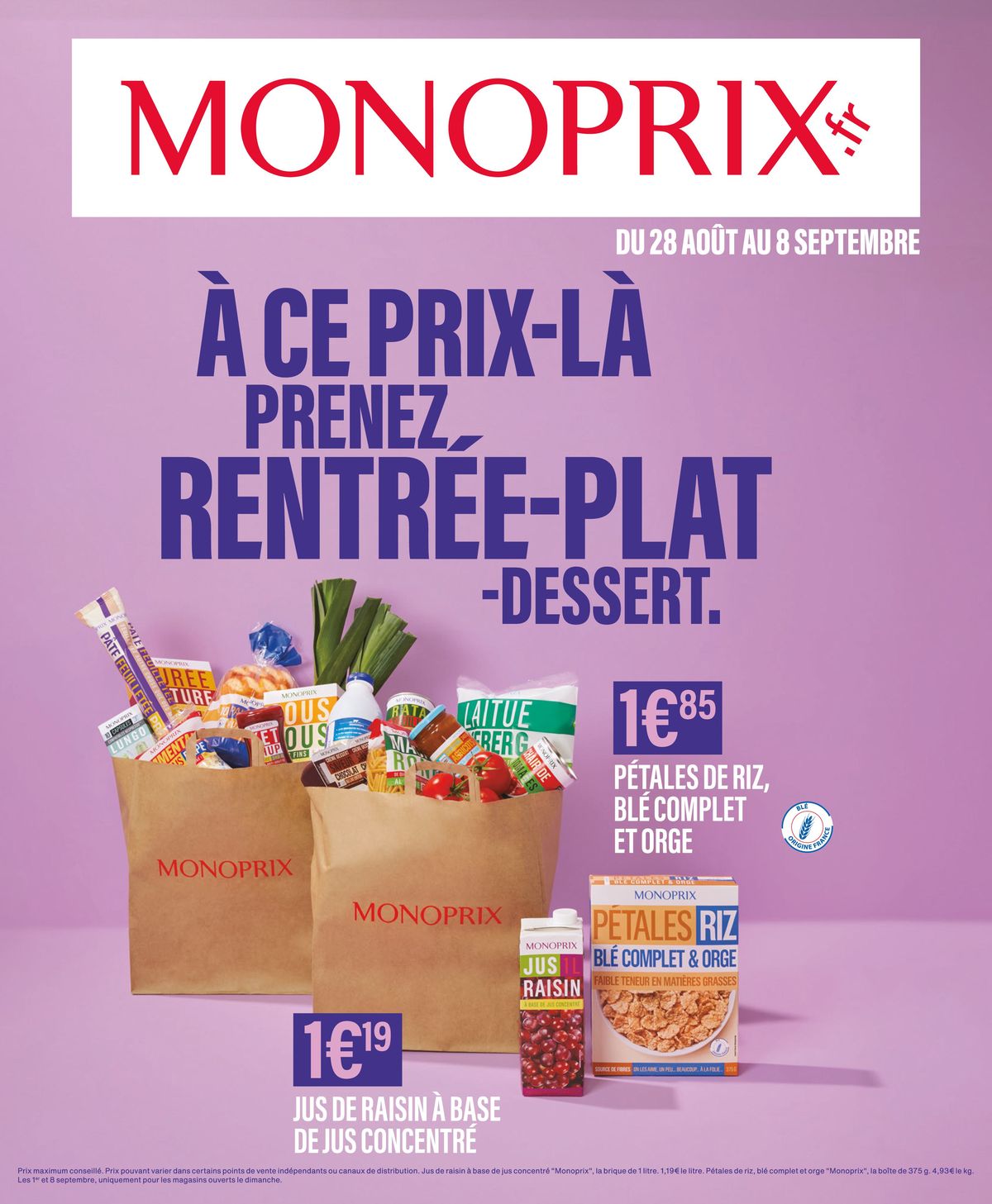 Catalogue À CE PRIX-LÀ PRENEZ RENTRÉE-PLAT-DESSERT, page 00001