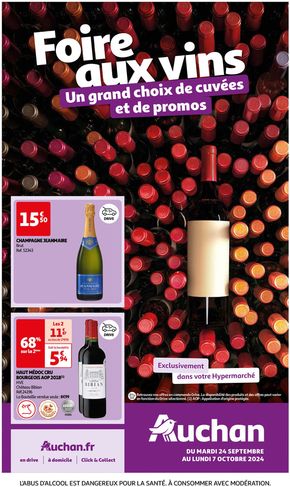 Catalogue Auchan Hypermarché à Arudy | Foire au vins : Un grand choix de cuvées | 24/09/2024 - 07/10/2024