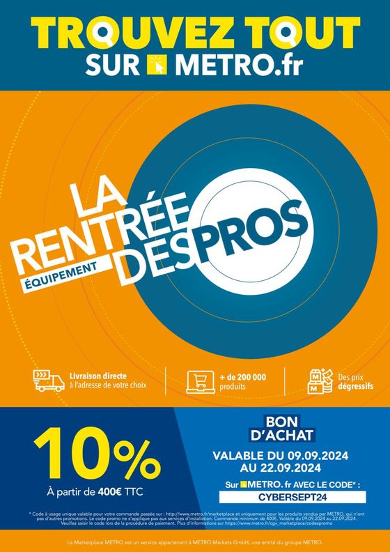 Metro La rentrée des pros - Bon d'achat de 10%