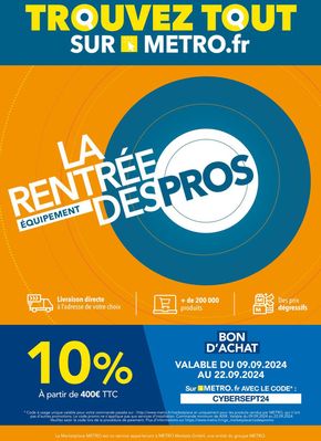 Catalogue Metro à Aulnay-sous-Bois | Metro La rentrée des pros - Bon d'achat de 10% | 09/09/2024 - 22/09/2024