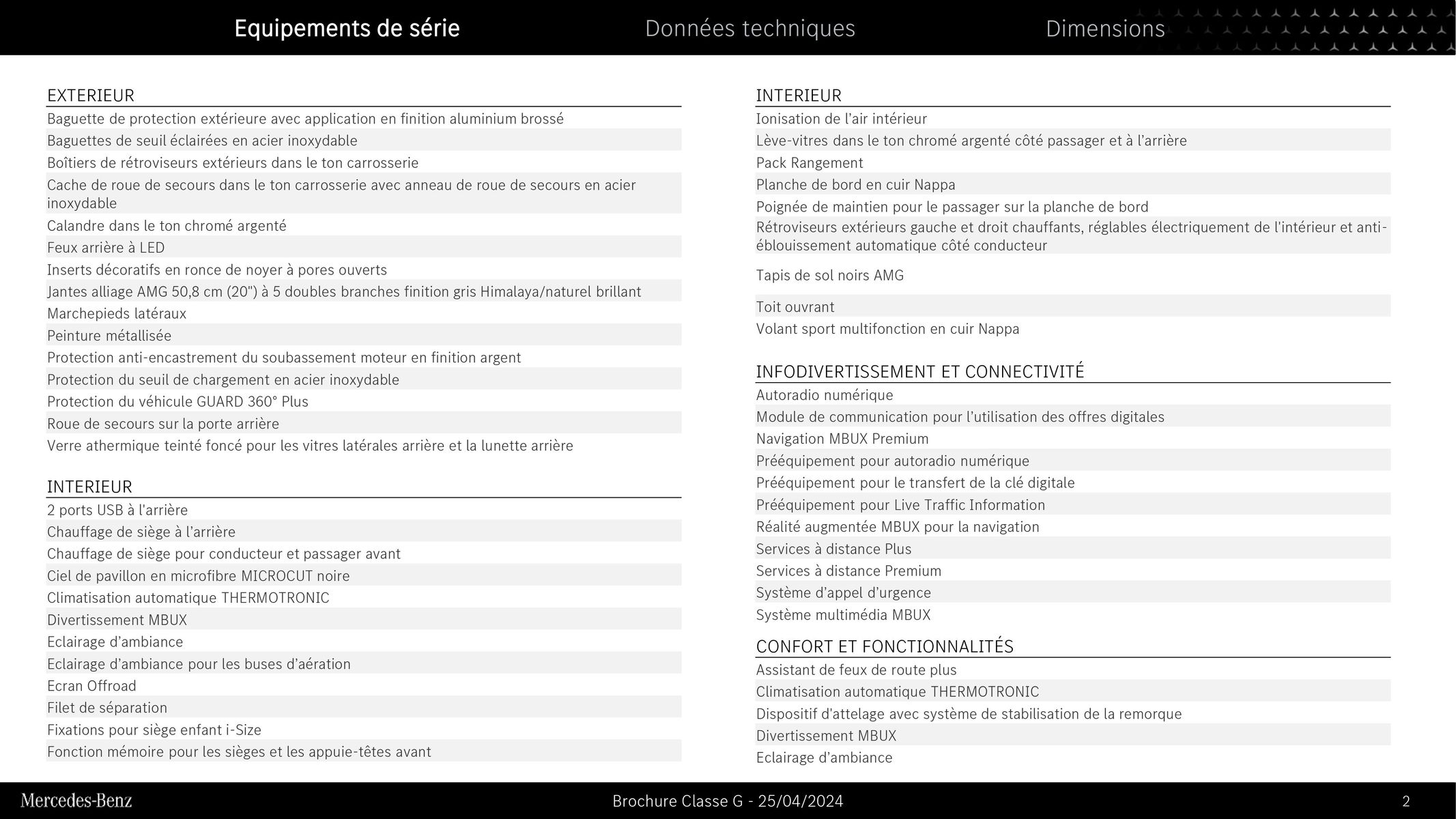 Catalogue Mercedes Benz Classe G, page 00002