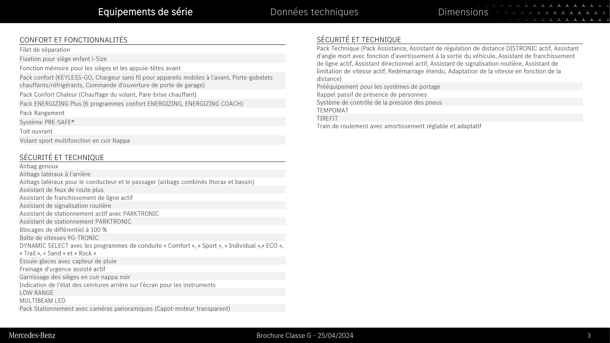 Catalogue Mercedes Benz Classe G, page 00003