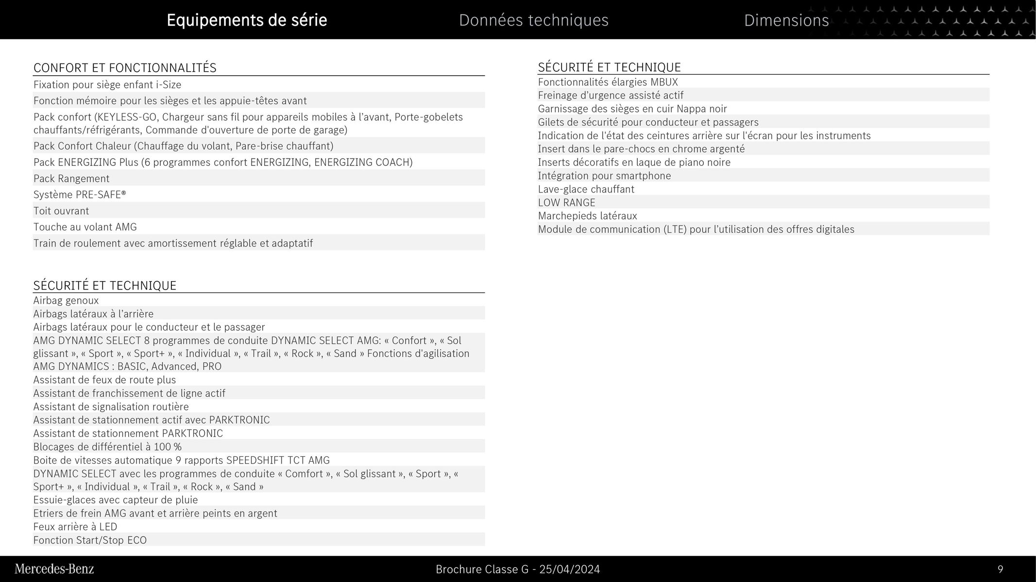 Catalogue Mercedes Benz Classe G, page 00009