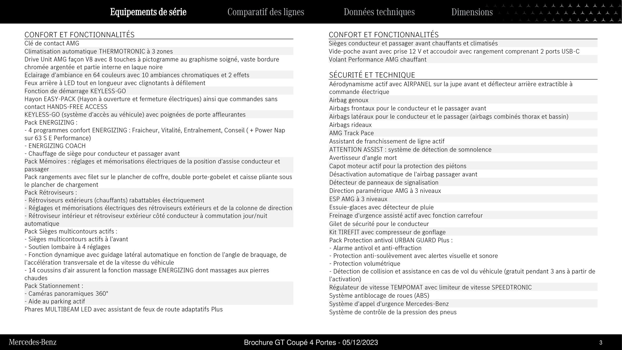 Catalogue Mercedes AMG GT Coupé 4 Portes, page 00003