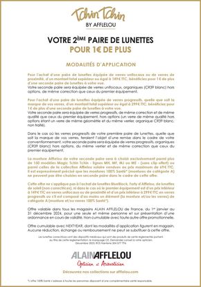 Promos de Santé et Opticiens à Chauray | Tchin Tchin unifocal sur Alain Afflelou | 10/09/2024 - 31/12/2024