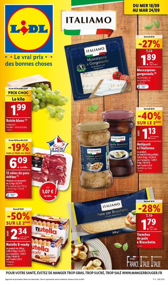 Catalogue Lidl à Paris | Mamma Mia ! Profitez dès maintenant de nos offres sur la gamme Italiamo au meilleur prix ! | 18/09/2024 - 24/09/2024