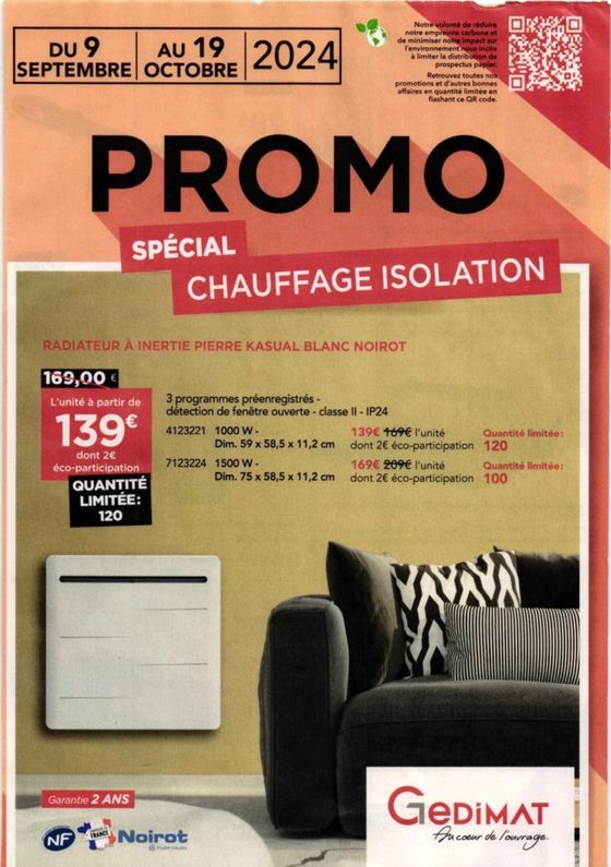 Catalogue Gedimat à Avesnelles | Promo special chauffage isolation | 16/09/2024 - 19/10/2024