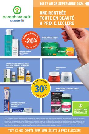 Promos de Beauté à Ludres | PROSPECTUS SEPTEMBRE sur E.Leclerc Parapharmacie | 17/09/2024 - 28/09/2024