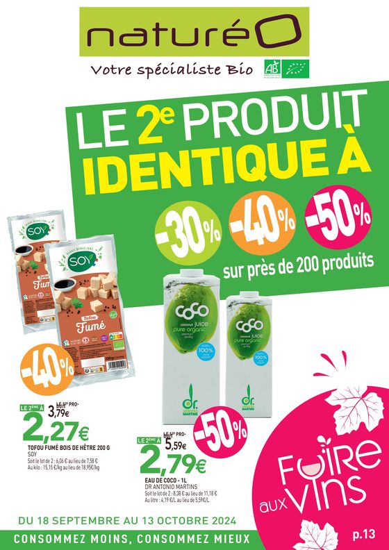 Le 2e produit identique à 30% 40% 50%