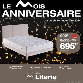 Promos de Meubles et Décoration à Attin | C’est le Mois Anniversaire chez Ma Literie by Monsieur Meuble ! sur monsieur meuble | 16/09/2024 - 10/11/2024