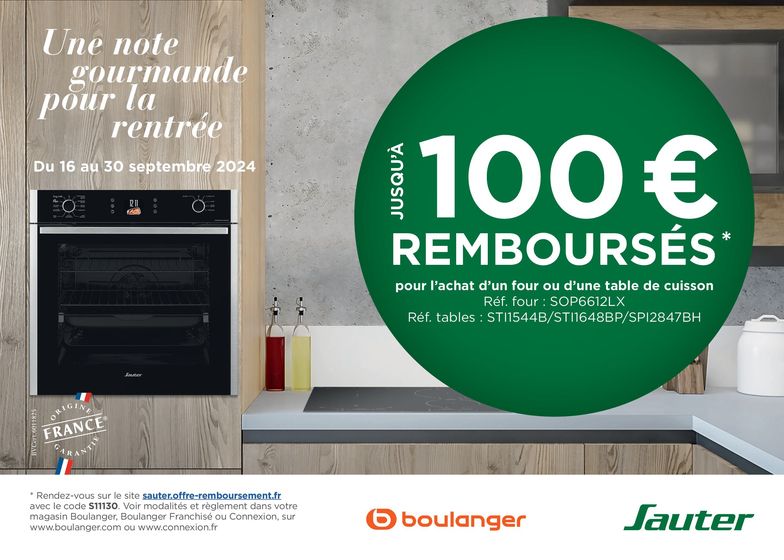 OFFRE Sauter : jusqu'à 100€ remboursés !