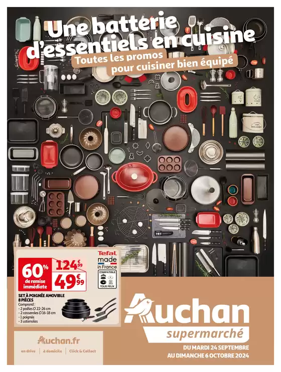 Catalogue Auchan Supermarché à La Queue-les-Yvelines | Une batterie d'essentiels en cuisine | 24/09/2024 - 06/10/2024