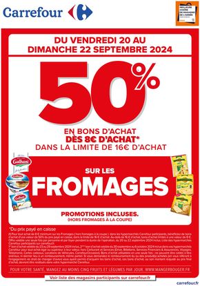 Catalogue Carrefour Market à Romilly-sur-Seine | 50% EN BON D’ACHAT SUR LES FROMAGES (HORS COUPE) | 20/09/2024 - 22/09/2024