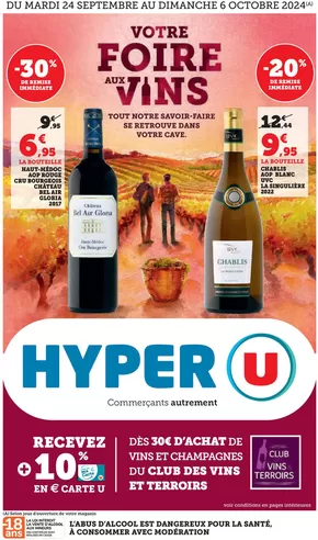 Catalogue Hyper U à La Frédière | Foire aux Vins d'Automne | 24/09/2024 - 06/10/2024