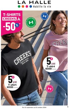 Promos de Mode à Estancarbon | T -SHIRT CREEKS à -50% sur La Halle | 19/09/2024 - 01/10/2024