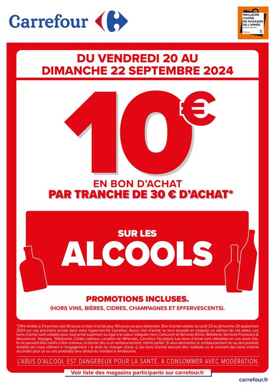 Catalogue Carrefour City à Lattes | 10€ EN BON D’ACHAT POUR 30€ D’ACHAT SUR LES ALCOOLS | 20/09/2024 - 22/09/2024