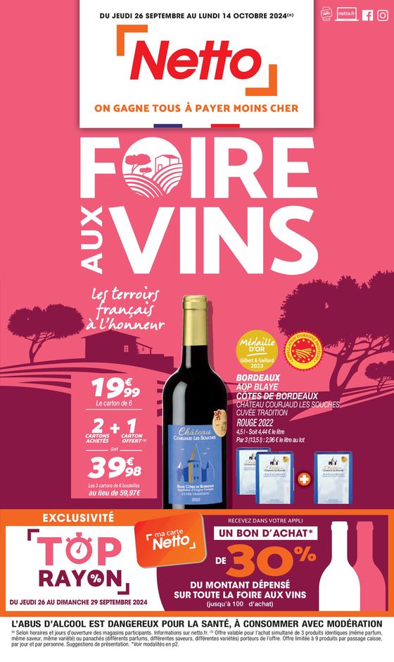 Catalogue Netto à Gaillard | FOIRE AUX VINS OUEST | 26/09/2024 - 14/10/2024