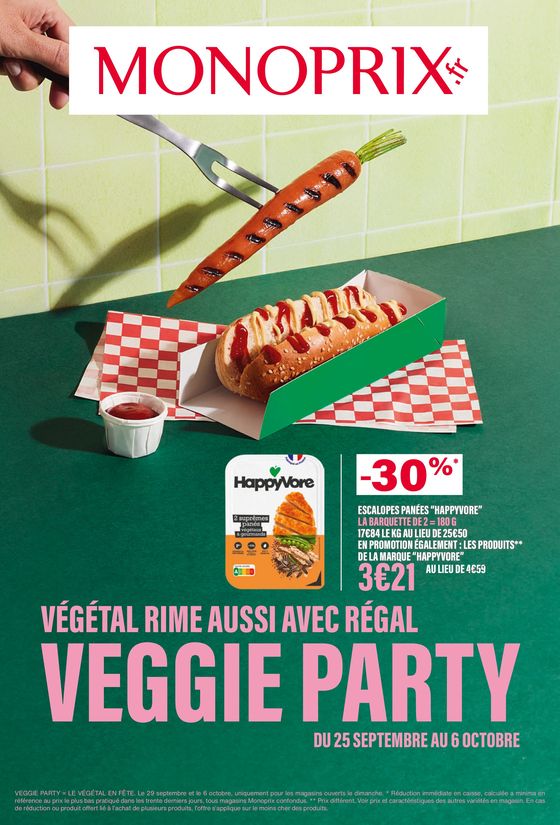 Catalogue Monoprix à Nîmes | Végétal rime aussi avec régal veggie paty | 25/09/2024 - 06/10/2024