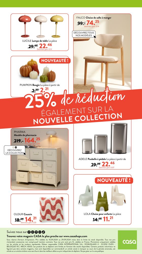 Catalogue Casa | 25% de réduction SUR TOUT POUR LES CASA FRIENDS | 20/09/2024 - 29/09/2024