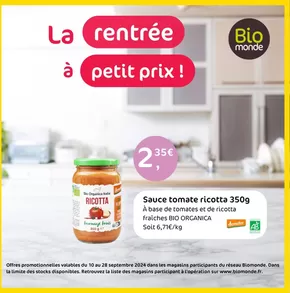 Promos de La rentrée à Aire-sur-l'Adour | La rentrée à petit prix! sur Biomonde | 23/09/2024 - 28/09/2024