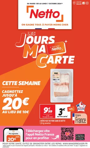 Promos de Discount Alimentaire à La Madeleine | LES JOURS MA CARTE sur Netto | 01/10/2024 - 07/10/2024