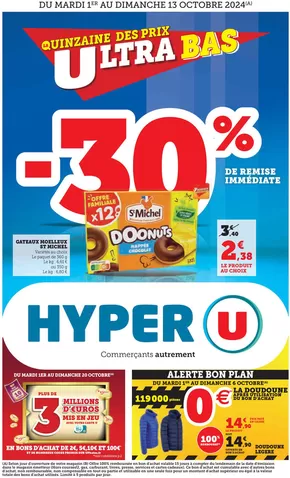 Promos de Supermarchés à Saint-Georges-du-Bois (Sarthe) | Quinzaine Commerçante sur Hyper U | 01/10/2024 - 13/10/2024