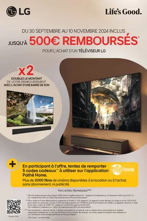 Promos de Multimédia et Electroménager à Mérignac (Gironde) | Jusqu'à 1000€ remboursés avec LG sur LDLC | 09/10/2024 - 10/11/2024