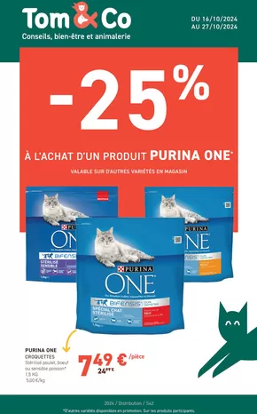 Promos de Jardineries et Animaleries à Bellaing | À L'ACHAT D'UN PRODUIT PURINA ONE sur Tom&Co | 11/10/2024 - 27/10/2024