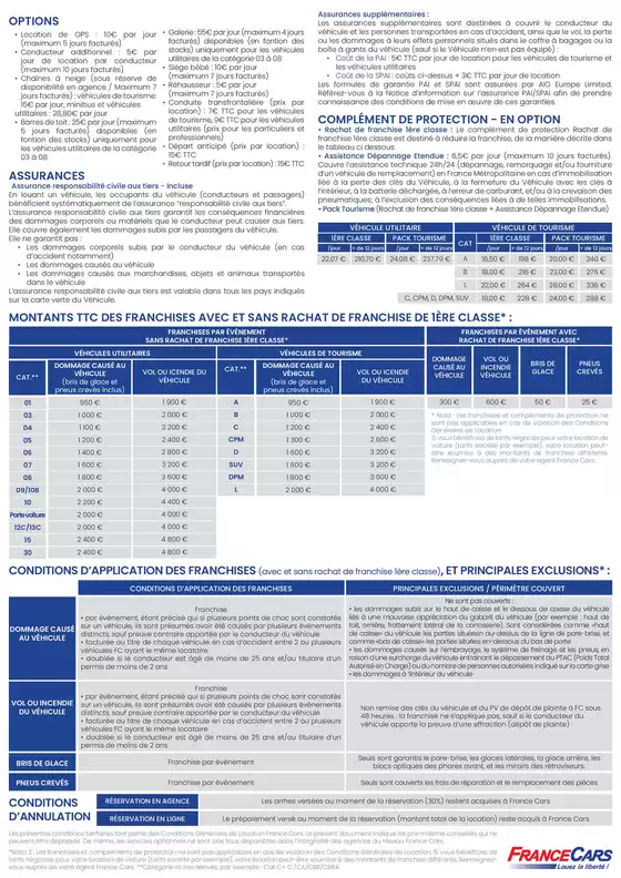 Catalogue France Cars à Strasbourg | CONDITIONS TARIFAIRES DE LOCATION DE VÉHICULES FRANCE CARS | 14/10/2024 - 31/12/2024