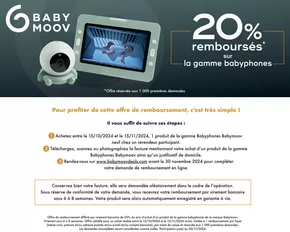 Promos de Multimédia et Electroménager à Rezé | Offre BABYMOOV: 20% remboursés! sur Boulanger | 15/10/2024 - 15/11/2024