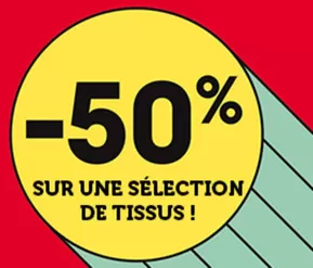 Promos de Meubles et Décoration à Villeurbanne | -50 % sur une sélection de tissus ! sur Mondial Tissus | 15/10/2024 - 31/12/2024