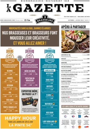 Promos de Restaurants à Coquelles | Automne - Hiver 2024 Gazette Coquelles sur Les 3 brasseurs | 17/10/2024 - 20/03/2025