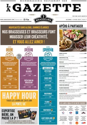 Promos de Restaurants à Saint-Quentin | Automne - Hiver 2024 Gazette Saint Quentin sur Les 3 brasseurs | 17/10/2024 - 20/03/2025